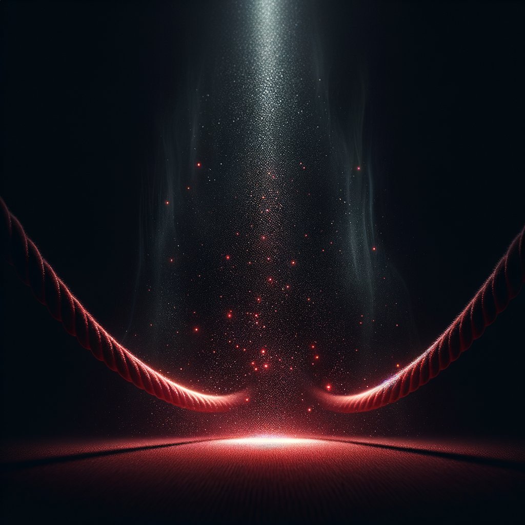 Abstract dark velvet rope dissolving into light
