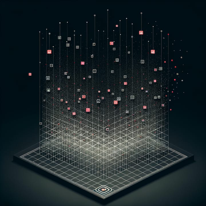 Abstract dark digital art representing event curation and list building