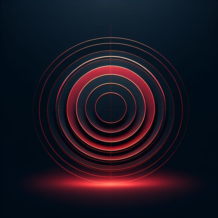 Abstract dark concentric target rings in red