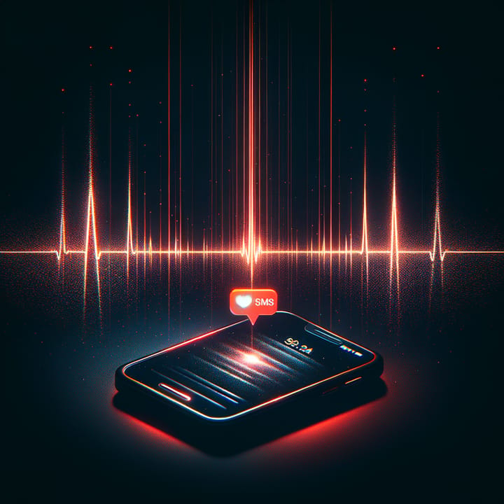 Abstract dark composition of SMS notification in void