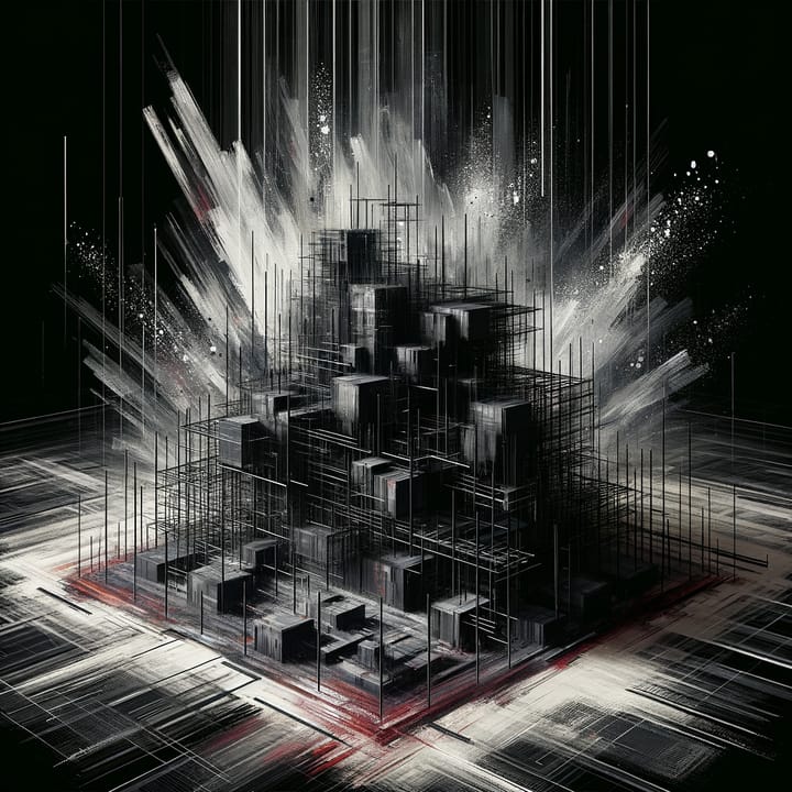 Abstract dark art representing the perpetual evolution of a website project